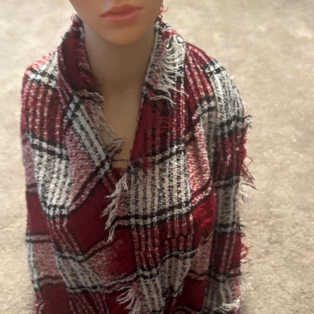 Plaid Red and Black Women's Infinity Scarf